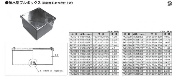 PXZ5020ET｜鉄カブセ防水プルボックス