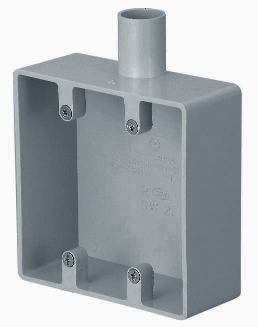 SW2161GHW｜ビニール 露出スイッチBOX 2個用1方出16 グレー