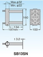 SB13SN｜サイドベース 耐久型 22〜32φ 亜鉛メッキ