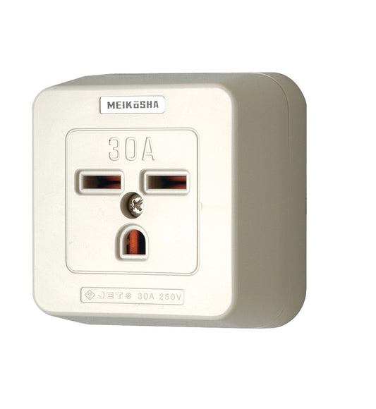 ME8603W｜接地2P 30A 露出コンセント 30A 250V (白)