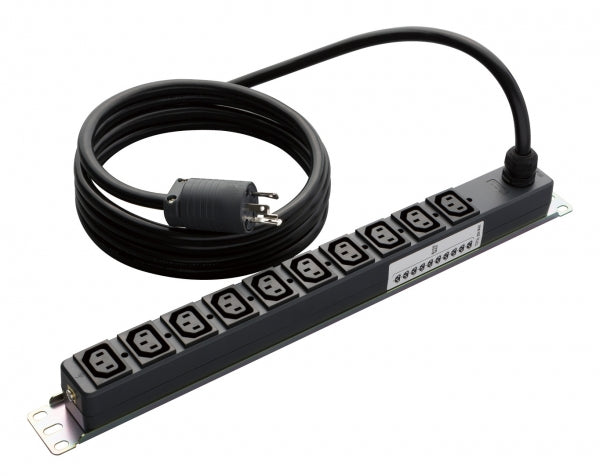 ME8655TA3｜200Vコンセント(C13X10) 20A 250V 19インチラック縦/横取付兼用金具付 VCT3m L6-20プラグ付