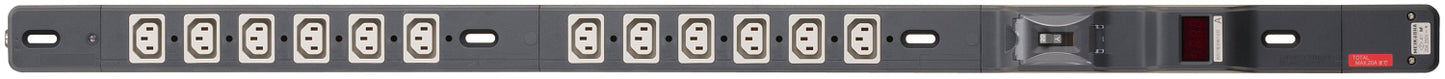 ME8689｜20A 200Vコンセントバー (C13x12) 20A 250V 20A安全ブレーカ/電流監視装置付