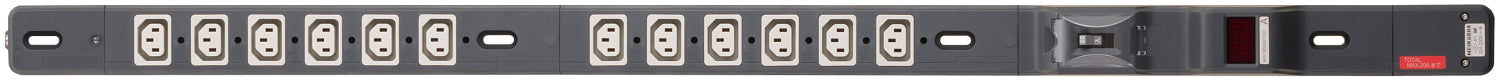 ME8689｜20A 200Vコンセントバー (C13x12) 20A 250V 20A安全ブレーカ/電流監視装置付