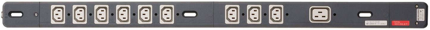 ME8759｜20A 200Vコンセントバー 20A 250V (C13×9,C19×1)