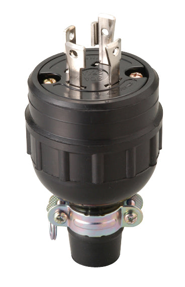 MH2579｜接地3P 30A 引掛ゴムプラグ 30A 250V (L15-30P準拠)