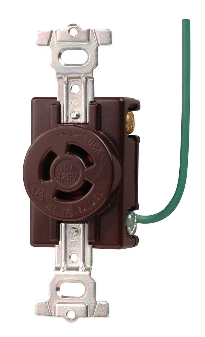 MH2872C-1｜引掛埋込コンセント チョコ 接地2P15A 125V 接地リード線付