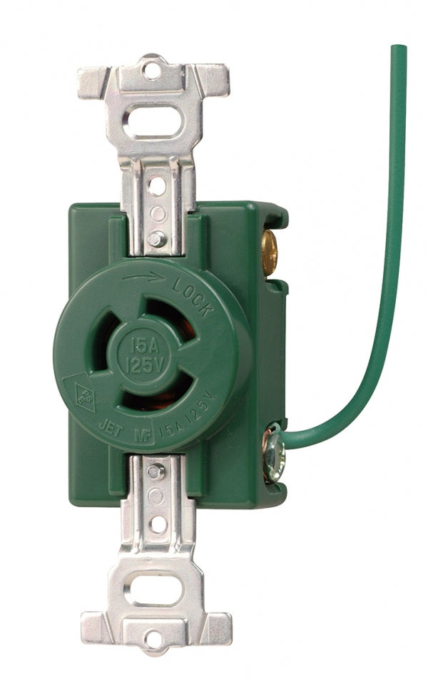 MH2872M-1｜引掛埋込コンセント 緑 接地2P15A 125V 接地リード線付