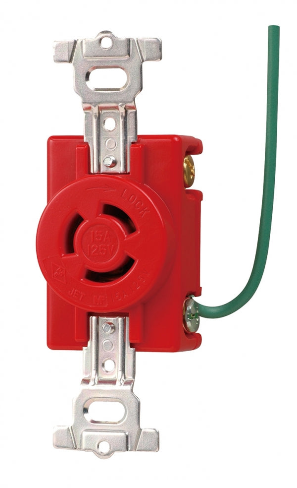 MH2872R-1｜引掛埋込コンセント 赤 接地2P15A 125V 接地リード線付