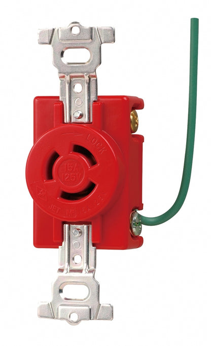 MH2872R-1｜引掛埋込コンセント 赤 接地2P15A 125V 接地リード線付