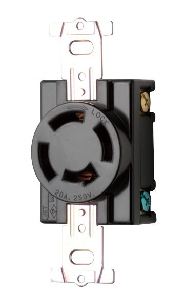 MH2876｜20A 引掛埋込コンセント(黒) 接地3P 20A 250V