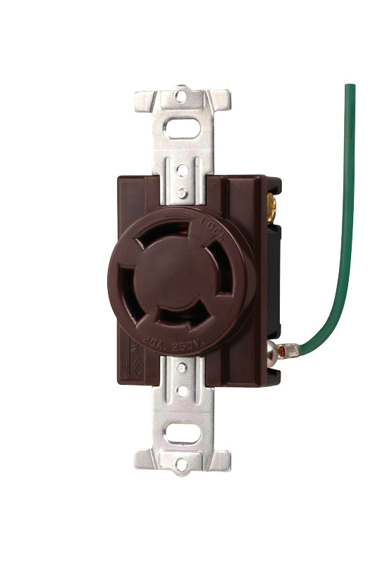 MH2876C-1｜引掛埋込コンセント チョコ 接地3P20A 250V 接地リード線付