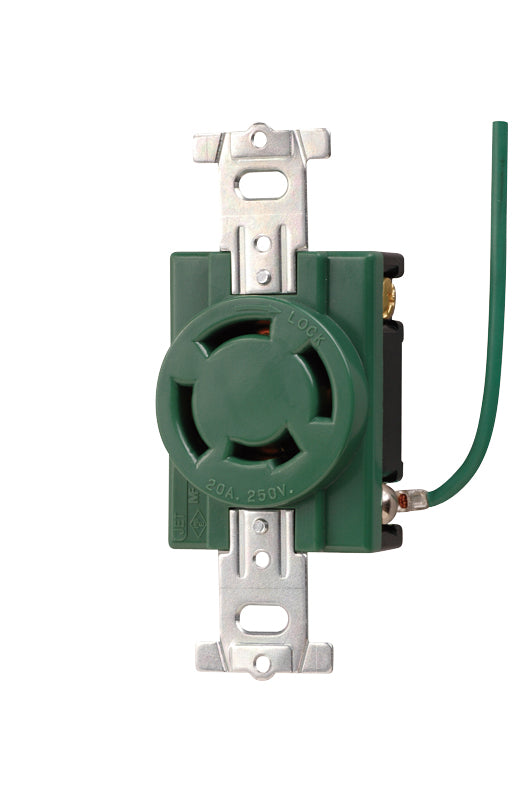 MH2876M-1｜引掛埋込コンセント 緑 接地3P20A 250V 接地リード線付