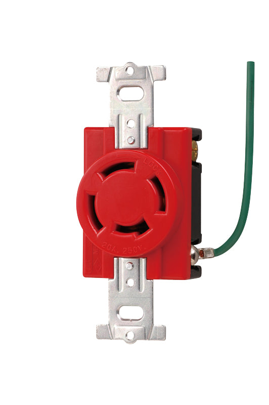 MH2876R-1｜引掛埋込コンセント 赤 接地3P20A 250V 接地リード線付