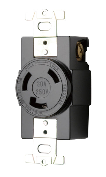 MH2878｜接地2P30A引掛埋込コンセント(黒) 30A 250V (L6-30R 準拠) (黒)