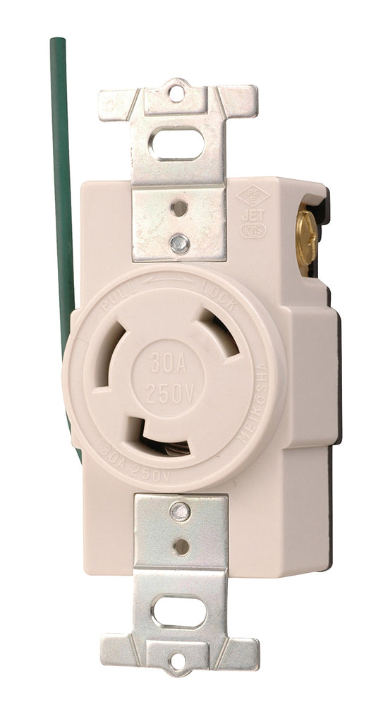 MH2878WW-1｜引掛埋込コンセント 白 接地2P30A 250V 接地リード線付 (L6-30R準拠)