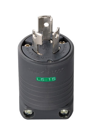 MH7151B｜接地2P 15A 引掛プラグ 黒 15A 125V (L5-15P 準拠)