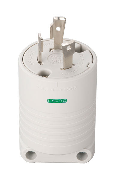 MH7153W｜接地2P 30A 引掛プラグ 白 30A 125V (L5-30P 準拠)