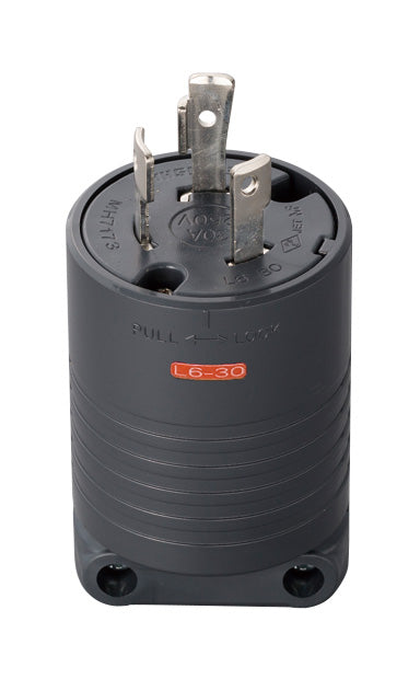 MH7173B｜接地2P 30A 引掛プラグ 黒 30A 250V (L6-30P 準拠)