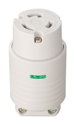 MH8152W｜接地2P20A引掛コネクタボデー(白) 20A 125V (L5-20R 準拠)