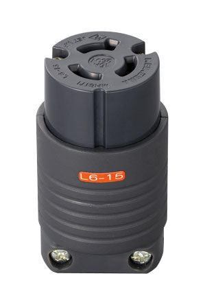 MH8171B｜接地2P15A引掛コネクタボデー(黒) 15A 250V (L6-15R 準拠)