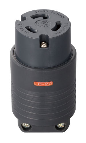 MH8172B｜接地2P20A引掛コネクタボデー(黒) 20A 250V (L6-20R準拠)