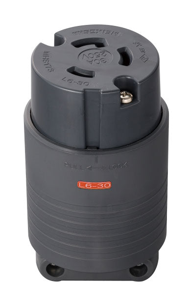 MH8173B｜接地2P30A引掛コネクタボデー(黒) 30A 250V (L6-30R準拠)