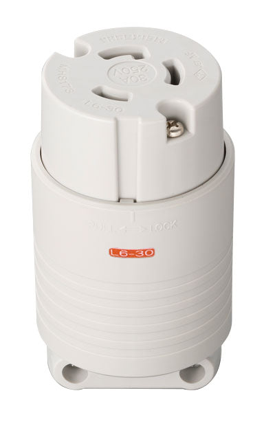 MH8173W｜接地2P30A引掛コネクタボデー(白) 30A 250V (L6-30R準拠)