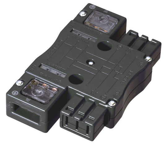 MJ2495B｜ハーネス用ジョイントボックス (黒) 20A 125V 2分岐(送り付) 結線完了表示付