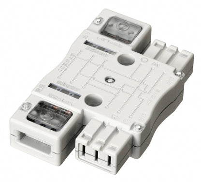 MJ2495W｜ハーネス用ジョイントボックス (白) 20A 125V 2分岐(送り付) 結線完了表示付