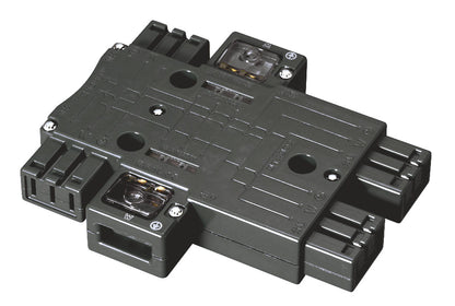 MJ2496B｜ハーネス用ジョイントボックス (黒) 20A 125V 4分岐(送り付) 結線完了表示付