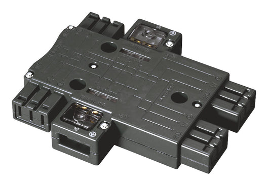 MJ2496B｜ハーネス用ジョイントボックス (黒) 20A 125V 4分岐(送り付) 結線完了表示付