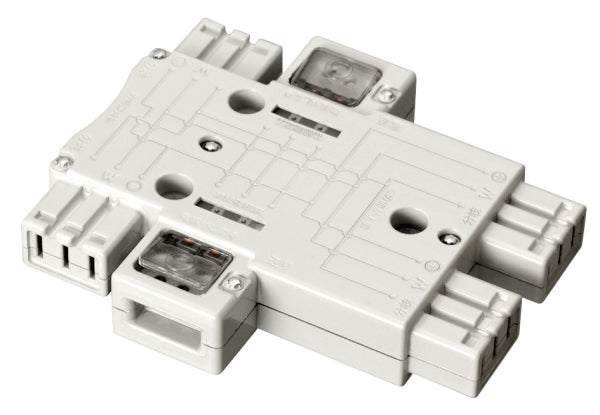 MJ2496W｜ハーネス用ジョイントボックス (白) 20A 125V 4分岐(送り付) 結線完了表示付