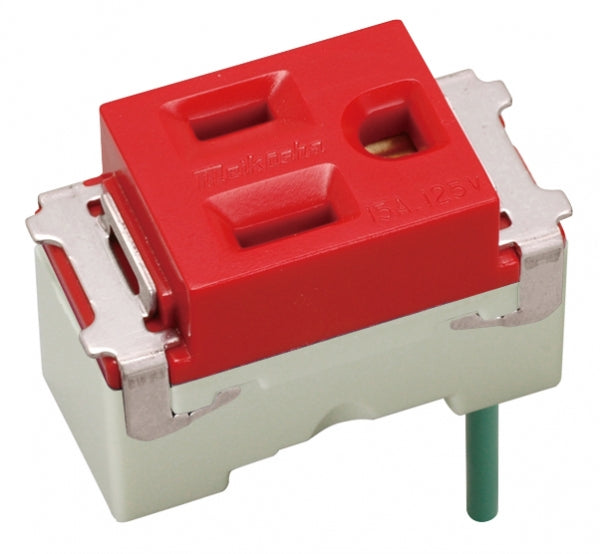 ML1214R-1｜ML接地コンセント 赤 15A 125V 接地リード線付