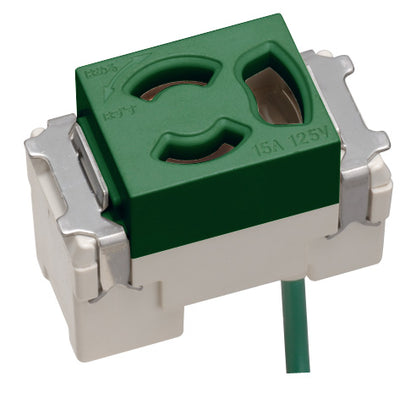 ML1249M-1｜ML抜止接地コンセント 緑 15A 125V 送り・接地リード線付