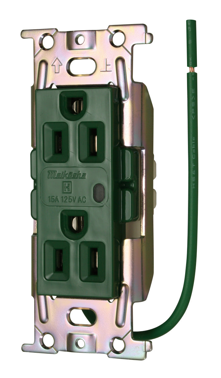 ML1272T4M｜ML医用接地埋込WコンC形 15A 125V 表示ランプ付 緑 Sタイプ