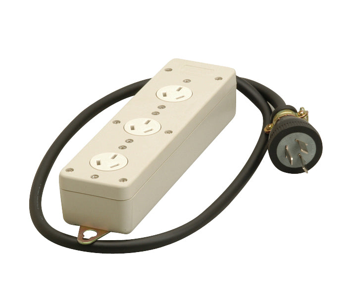 MR2935｜3P 20A 3個口タップ 20A 250V コード1m付(VCT3.5m平方メートル)