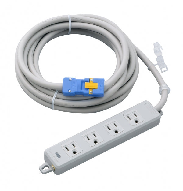 MR7704NT5｜横形OA用接地タップ4個口 VCT5m 15A 125V ランプ、マグネット付 ハーネスプラグ付