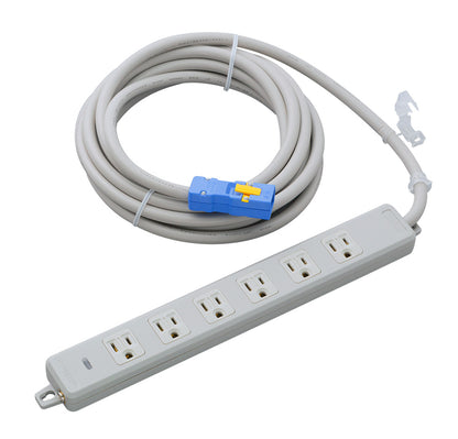 MR7706NT5｜横形OA用接地タップ6個口 VCT5m 15A 125V ランプ、マグネット付 ハーネスプラグ付