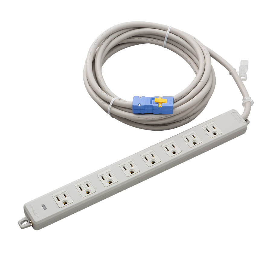 MR7708NT5｜横形OA用接地タップ8個口 VCT5m 15A 125V ランプ、マグネット付 ハーネスプラグ付