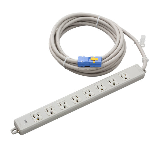 MR7708NT5｜横形OA用接地タップ8個口 VCT5m 15A 125V ランプ、マグネット付 ハーネスプラグ付