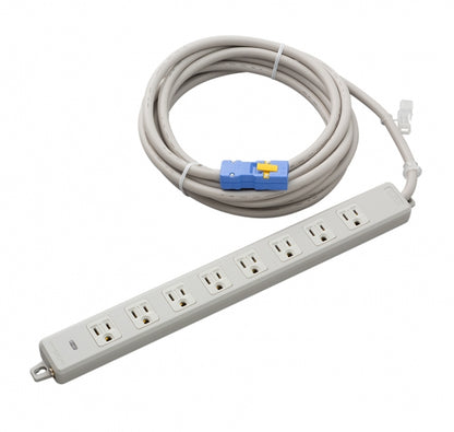 MR7708NT5｜横形OA用接地タップ8個口 VCT5m 15A 125V ランプ、マグネット付 ハーネスプラグ付