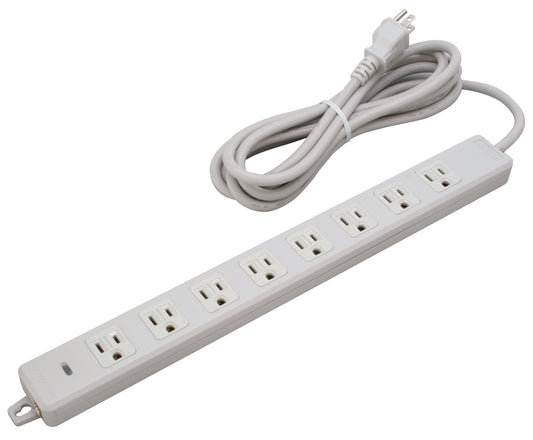 MR7708TJ3｜横形OA用接地タップ8個口 VCTF3m 15A 125V ランプ、マグネット付 接地プラグ付