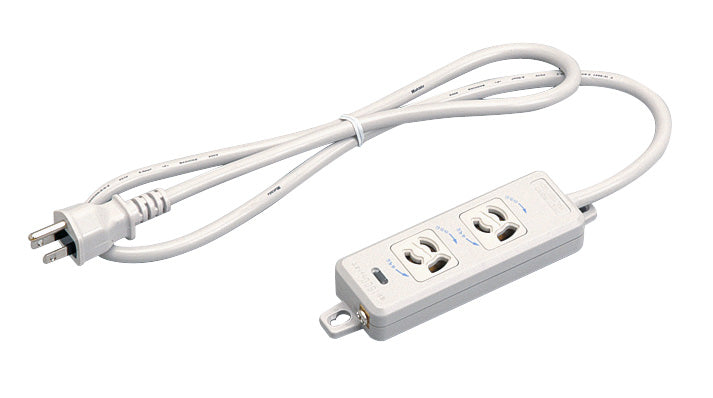 MR7902TJ1｜横形OA用抜止接地タップ2個口 VCTF1m 15A 125V ランプ、マグネット付 接地プラグ付