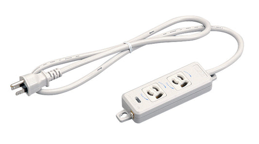 MR7902TJ1｜横形OA用抜止接地タップ2個口 VCTF1m 15A 125V ランプ、マグネット付 接地プラグ付