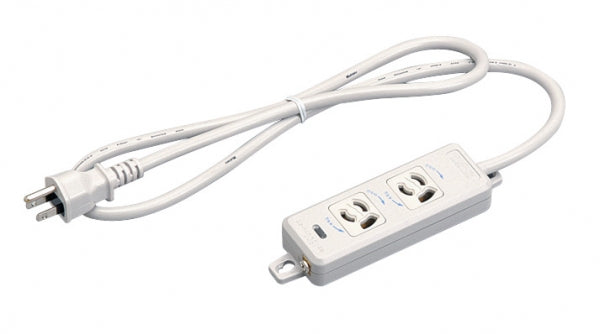 MR7902TJ1｜横形OA用抜止接地タップ2個口 VCTF1m 15A 125V ランプ、マグネット付 接地プラグ付