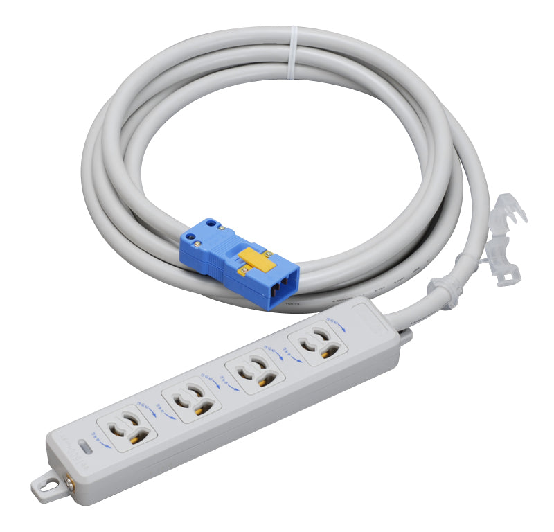 MR7904NT3｜横形OA用抜止接地タップ4個口 15A 125V ランプ、マグネット付 VCT3mハーネスプラグ付