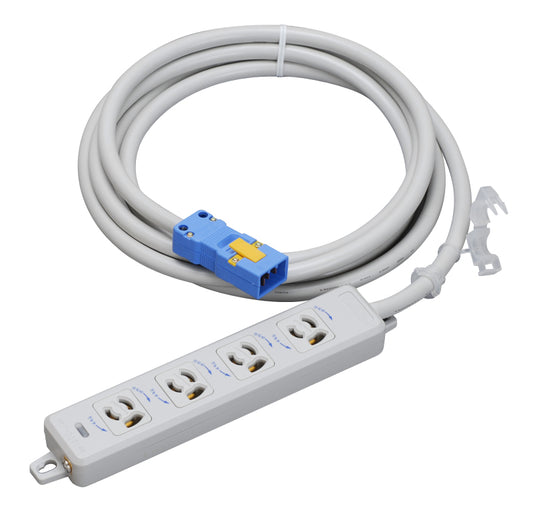 MR7904NT3｜横形OA用抜止接地タップ4個口 15A 125V ランプ、マグネット付 VCT3mハーネスプラグ付