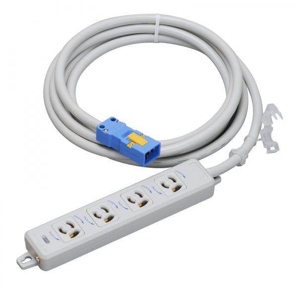 MR7904NT3｜横形OA用抜止接地タップ4個口 15A 125V ランプ、マグネット付 VCT3mハーネスプラグ付