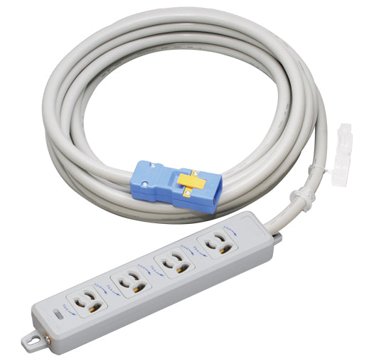 MR7904NT5｜横形OA用抜止接地タップ4個口 15A 125V ランプ、マグネット付 VCT5mハーネスプラグ付