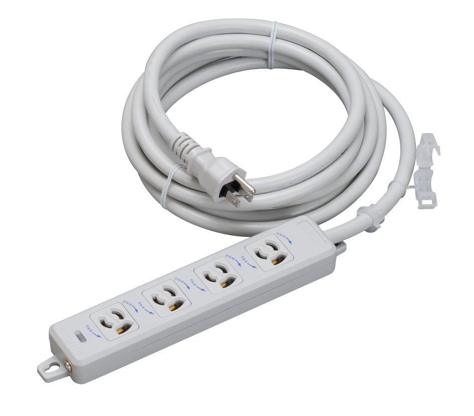 MR7904TJ3｜横形OA用抜止接地タップ4個口 15A 125V ランプ、マグネット付 VCTF3m接地プラグ付